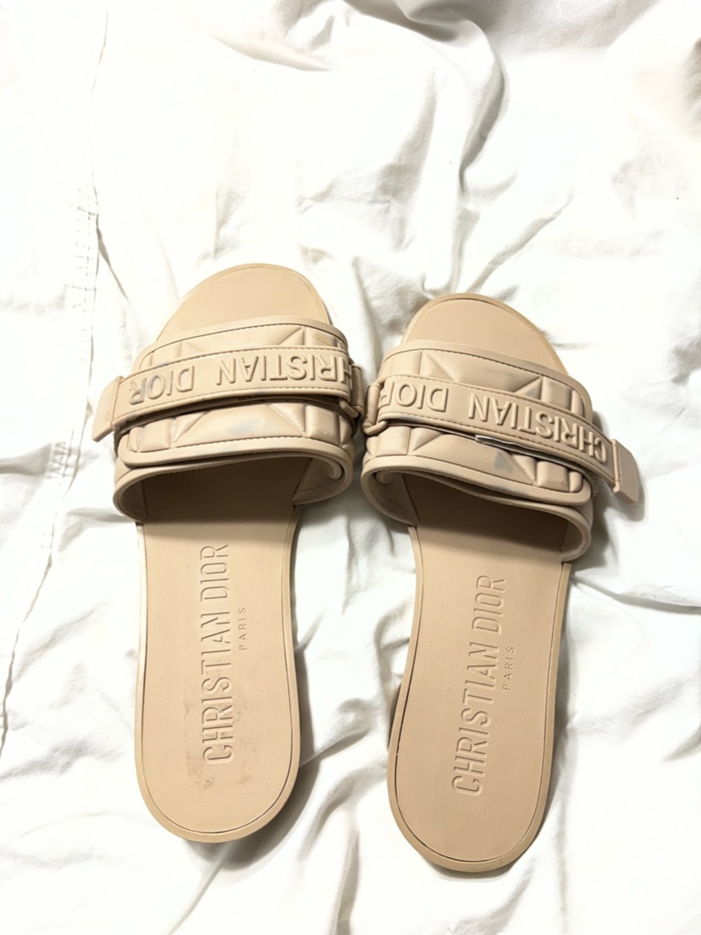 Dior Quilted Logo Slide Sandals in Nude - Picture 8 of 8
